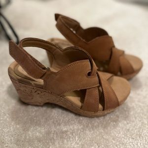Worn Once! Clarks Cork Heel Wedge Sandals - Size 6.5